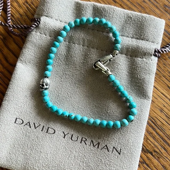 David Yurman Spiritual Beads Turquoise Skull Memento Mori Bracelet